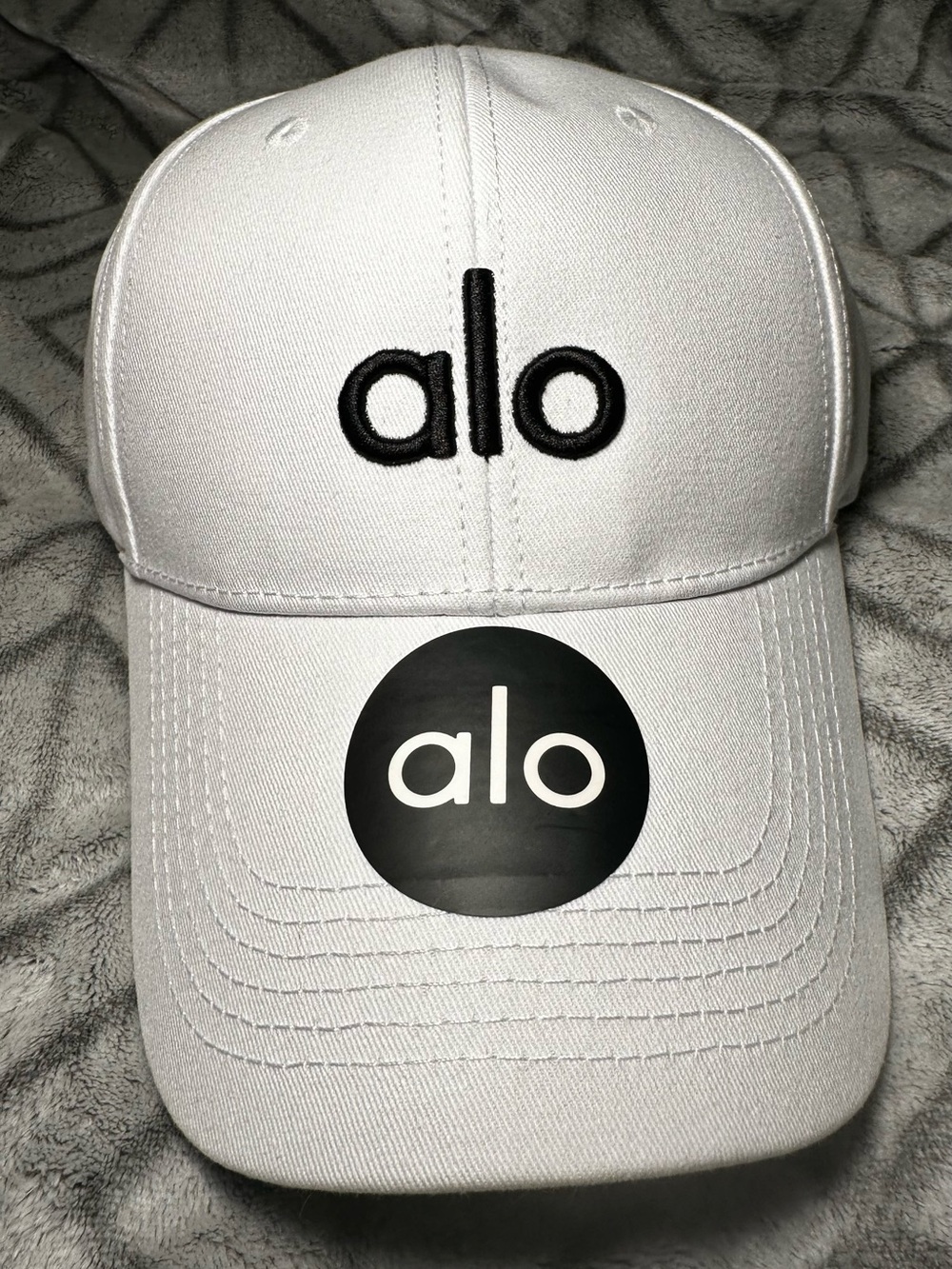 ALO Yoga White Baseball Cap with Black Logo